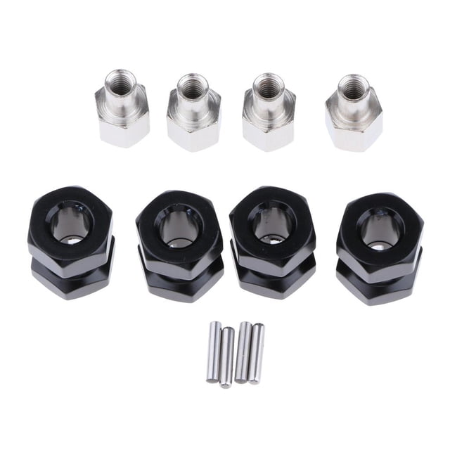 Hexagonal de Rueda de 12mm 15/20/25mm Adaptador de Extensión Más Combinador para Wraith CC01 AXIAL SCX10 :10 Coche Negro -15mm Hugo Hub Adaptador extendido hexagonal