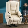 thumbnail image 2 of MCombo Large Power Lift Recliner Chair with Massage and Heat,Faux Leather 7539 (Cream White), 2 of 8