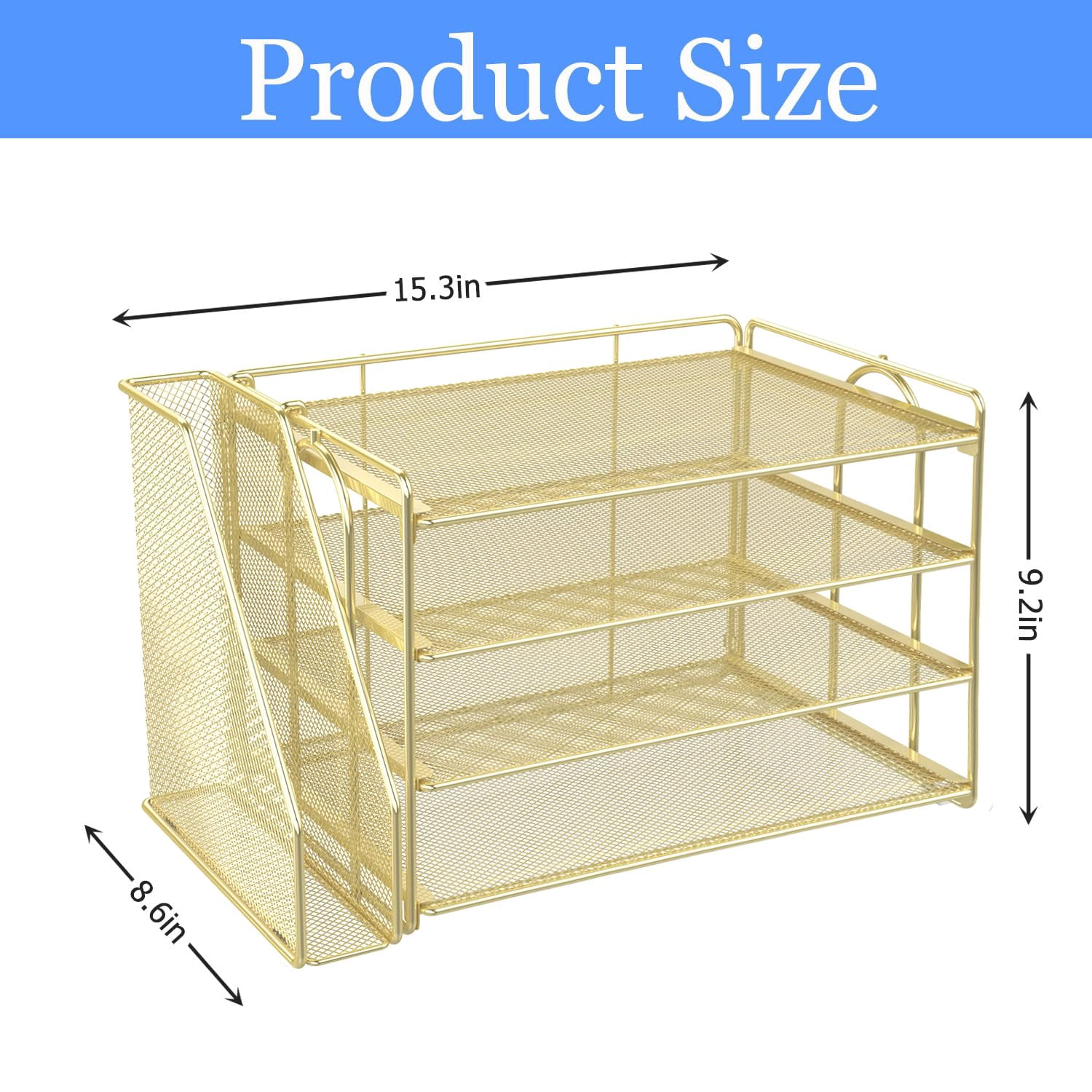 4-tier Paper Organizer With Magazine Holder  Desk Organizers And Accessories & Workspace File For Office Supplies Storag (gold 4-tier)