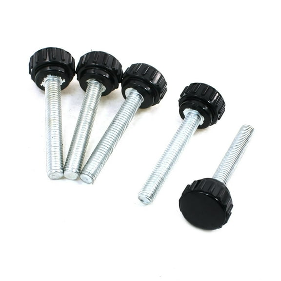 5mm Male Thread Diameter Screw On Type Knurled Knobs Black 5 Pcs