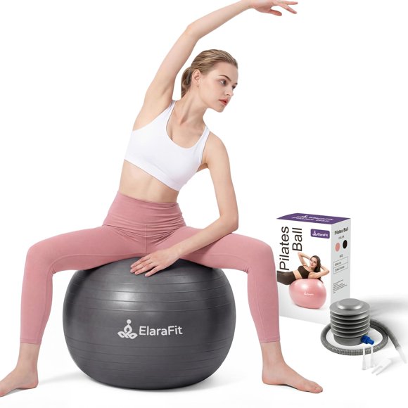Pelota de ejercicio grande ElaraFit 58-65 cm antideslizante con bomba