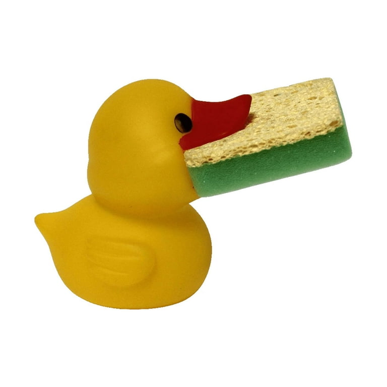 Dependable Industries Duck Shape Novelty Kitchen Sponge Holder and Sponge Kitchen Sink Bathroom Gift Set
