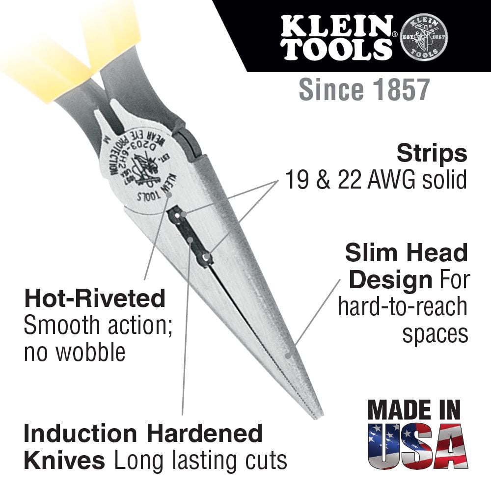 Klein Tools D2036H2 6-Inch Long Nose Side Cutting Pliers
