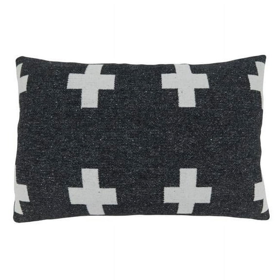 Saro Lifestyle Reversible Plus Sign Down Filled Throw Pillow