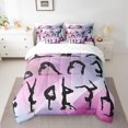 thumbnail image 2 of Gymnastics Comforter Set Queen Size,Dancing Lover Silhouette 7Pcs Bedding Set Woman Gymnast Room Decor,Cheerleading Sports Quilt Set Pink White Fitted Flat Sheet,2 Pillowcase, 2 of 5
