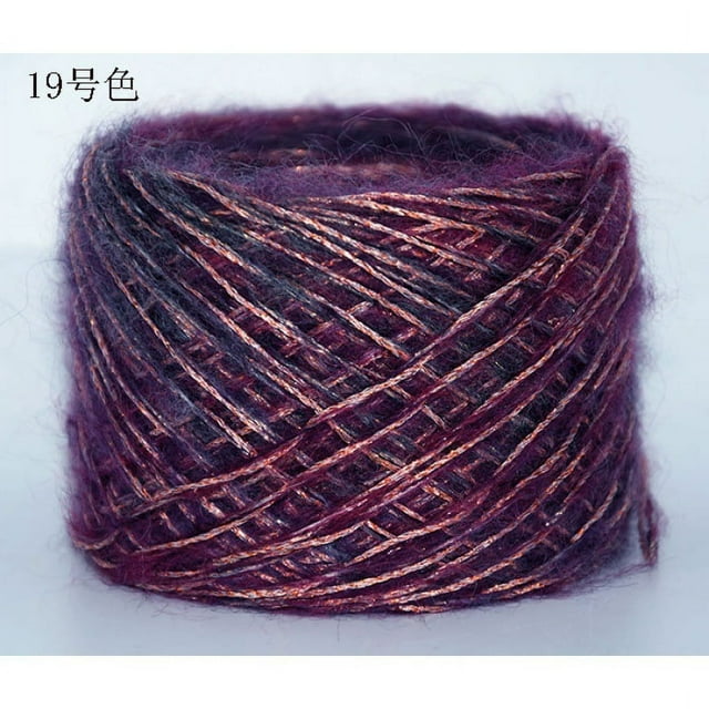 Nvzi Hilo suave y brillante de 100 g: hilo multicolor para tejer, crochet, tejer, hilo de paisajes, hilo multicolor para tejer, morado y dorado
