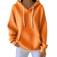 thumbnail image 1 of ManxiVoo Textured Ribbed Detail Hooded Sweatshirt for Women Relaxed Fit Long Sleeve Pullover Cozy Everyday Essential M Size Orange, 1 of 5