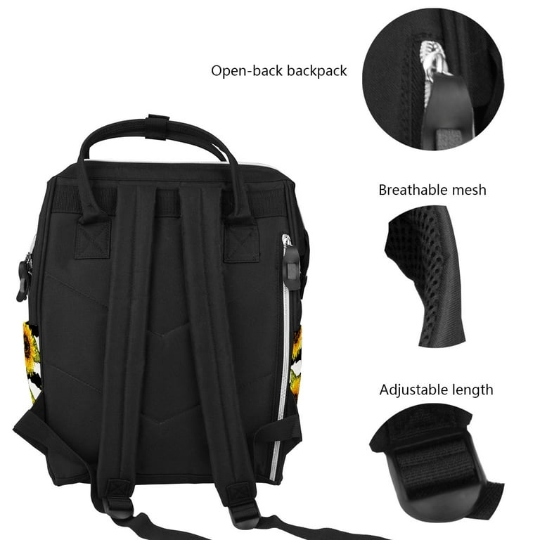 Women Backpack Diaper Bag Baby Nappy Bag, Sunflower Stripe