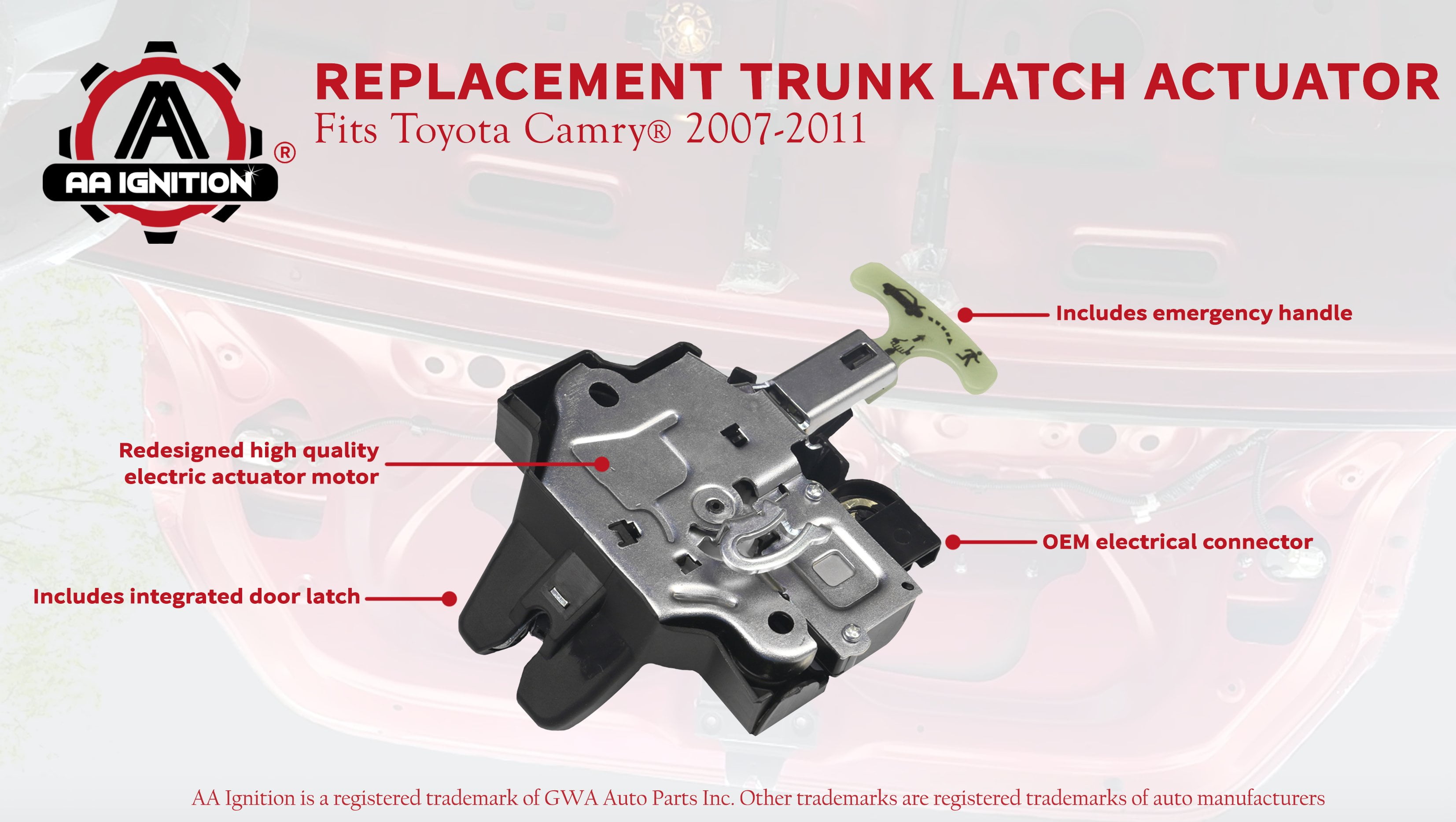 Latch Door Actuator for 2007 2008 2009 2010 2011 Toyota Camry Replaces 64600-06010 931-860 64600-33120 Keyless Entry Trunk Lock