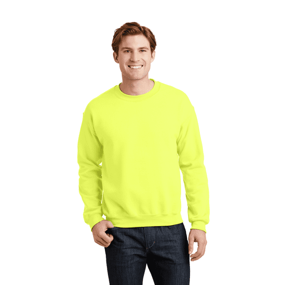 Gildan Adult’s Heavy Blend Crewneck Sweatshirt, High Visibility Workwear Safety Shirt, Safety Green Tee, S