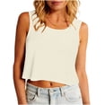 thumbnail image 2 of Feancey Women's Crop Tank Tops Loose Fit Sleeveless T-Shirts Solid Color Casual Workout Tank Top Dressy Trendy Going Out Tee Tops Beige L, 2 of 7