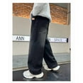 thumbnail image 4 of NAFUU Boys Wide Leg Jeans Casual Denim Pants Elastic Waist Straight Leg Jeans Loose Fit Denim Pants Vintage Denim Trousers Streetwear Versatile Pants 4-5 Years, 4 of 8
