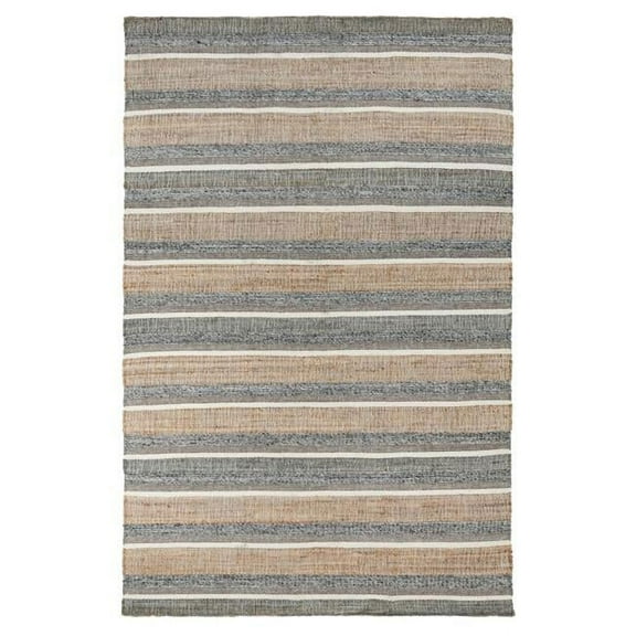 HomeRoots 523273 9 x 12 ft. Blue Striped Hand Woven Rectangle Area Rug