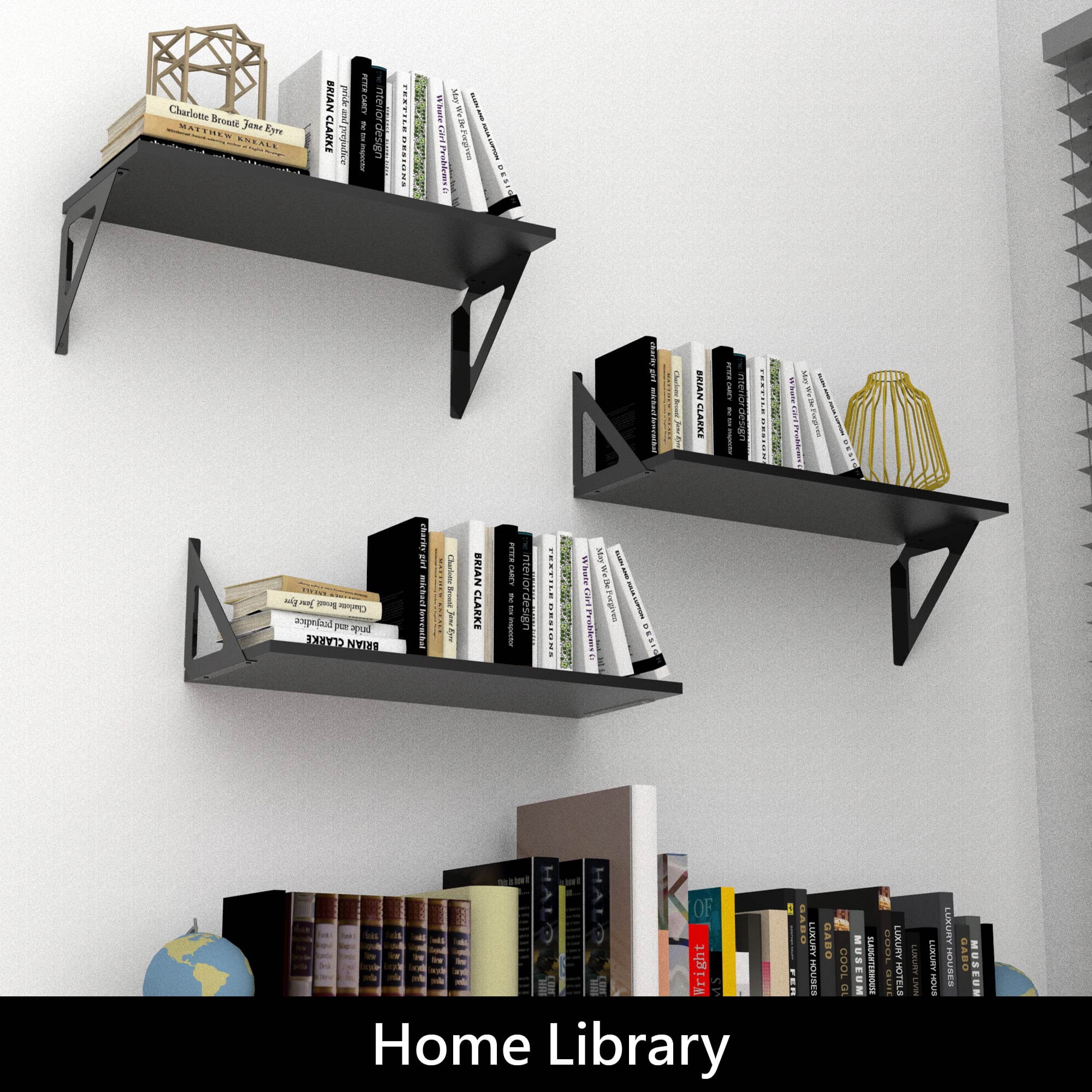 Hyper Tough 6 in. x 15 3/4 in. Modern Black Laminated Wood Shelf Kit