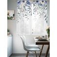 thumbnail image 5 of Sheer Curtains 63 Inches Long, Blue Eucalyptus Light Filtering Window Curtains for Living Room, Farmhouse Flowers Leaf White Watercolor Rod Pocket Voile Sheer Curtain Drapes, 52"W x 63"L, 2 Panels, 5 of 8