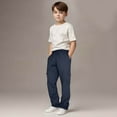 thumbnail image 2 of Boys Childrens Cargo Sweatpants Trendy Elastic Waist Casual Sports Pants Solid Color Lightweight Jogger Trousers with Pockets Navy 7 Years, 2 of 7