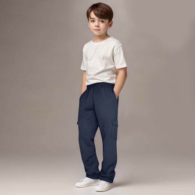 Cowsor Kids Solid Color Sweatpants Casual Elastic Waist Joggers Pants Comfort Loose Fit Athletic Pants Running Trousers