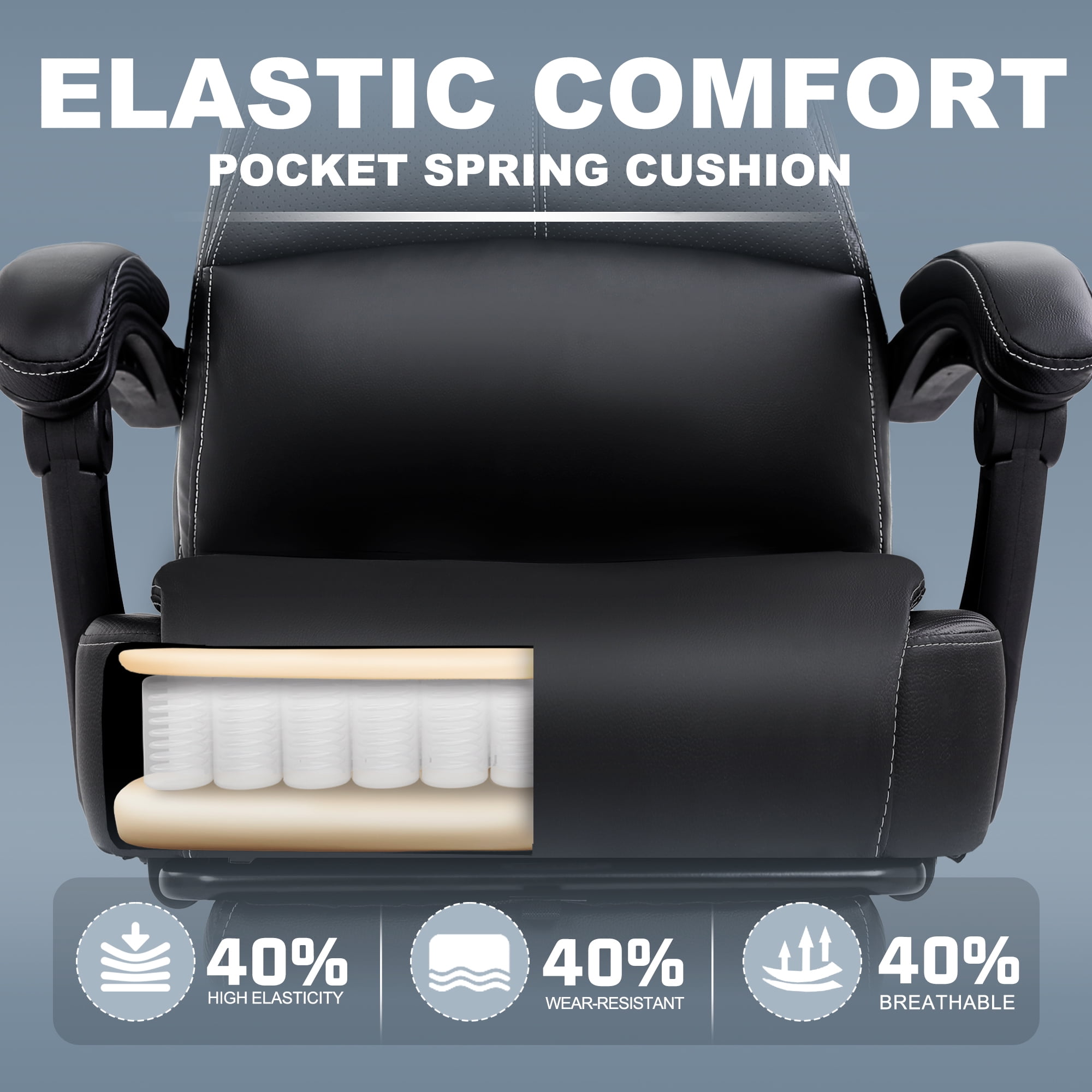 Misolant Big and Tall Office Chair with Footrest, High Back Desk Chair with Linkage Armrest, 90-155° Recline Executive Computer Chairs with Adjustable Height for Home