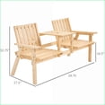 thumbnail image 6 of Outdoor Patio Bench with Middle Table & Umbrella Hole for Garden Backyard | Natural | Slat Back, 6 of 9