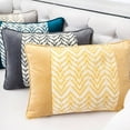 thumbnail image 3 of Hannah Chevron Bow Throw Pillow, 14"x20" Tan, 3 of 5