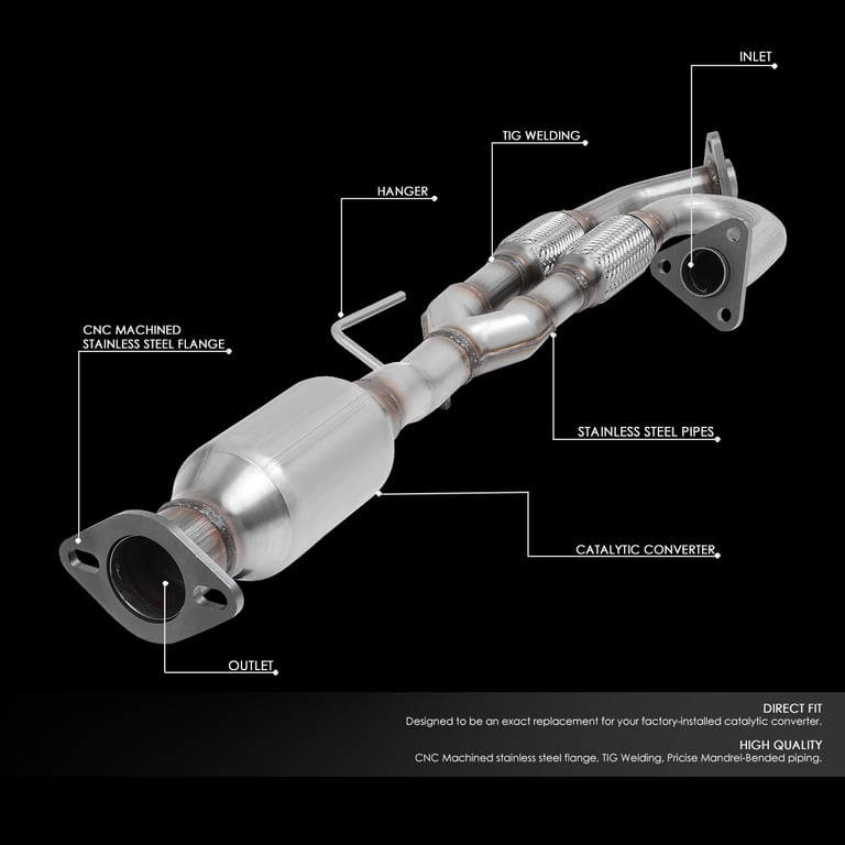 DNA Motoring Catalytic Converter Y-Pipe – OEM Style, EPA Approved, Stainless Steel Flex Pipe