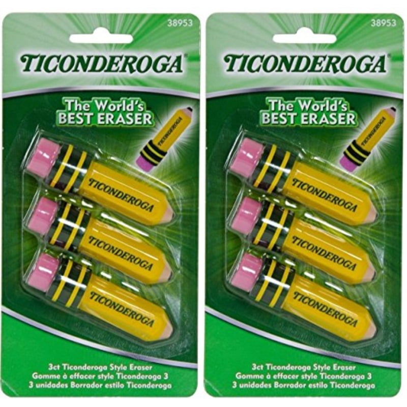 3-pack 389532pack for sale online Ticonderoga Pencil-shaped Erasers Latex