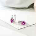 thumbnail image 5 of Gem Stone King 925 Sterling Silver Pink Created Sapphire and White Topaz Earrings for Women (4.96 Cttw, Gemstone September Birthstone, Oval 9X7MM), 5 of 5