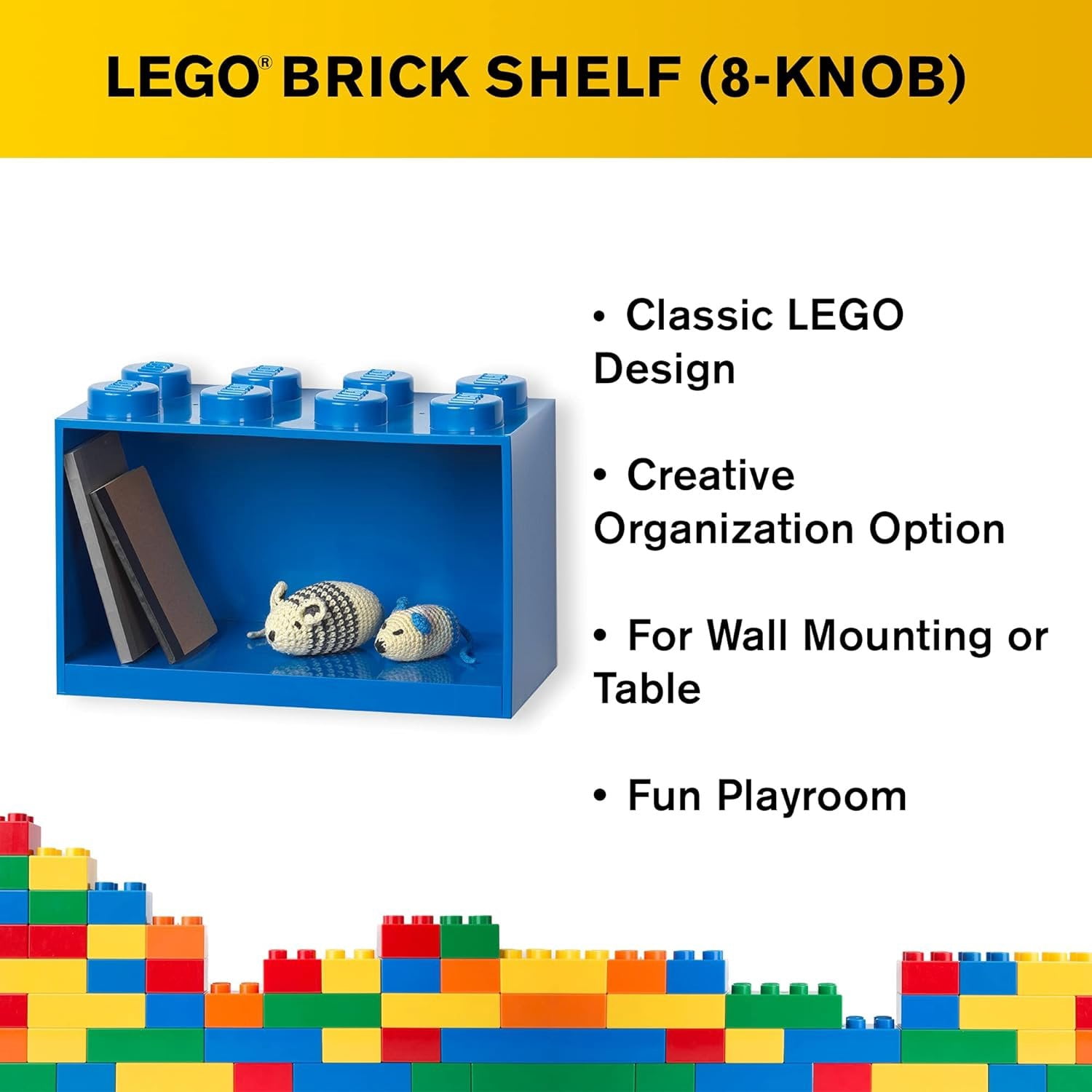 Room Copenhagen LEGO Brick Set with 4-Stud and 8-Stud Box Shelves, Blue