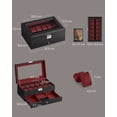 thumbnail image 3 of 12-Slot Watch Box, 2 Layers PU Lockable Watch Case with Glass Lid with 1 Drawer, Black and Red, 3 of 8