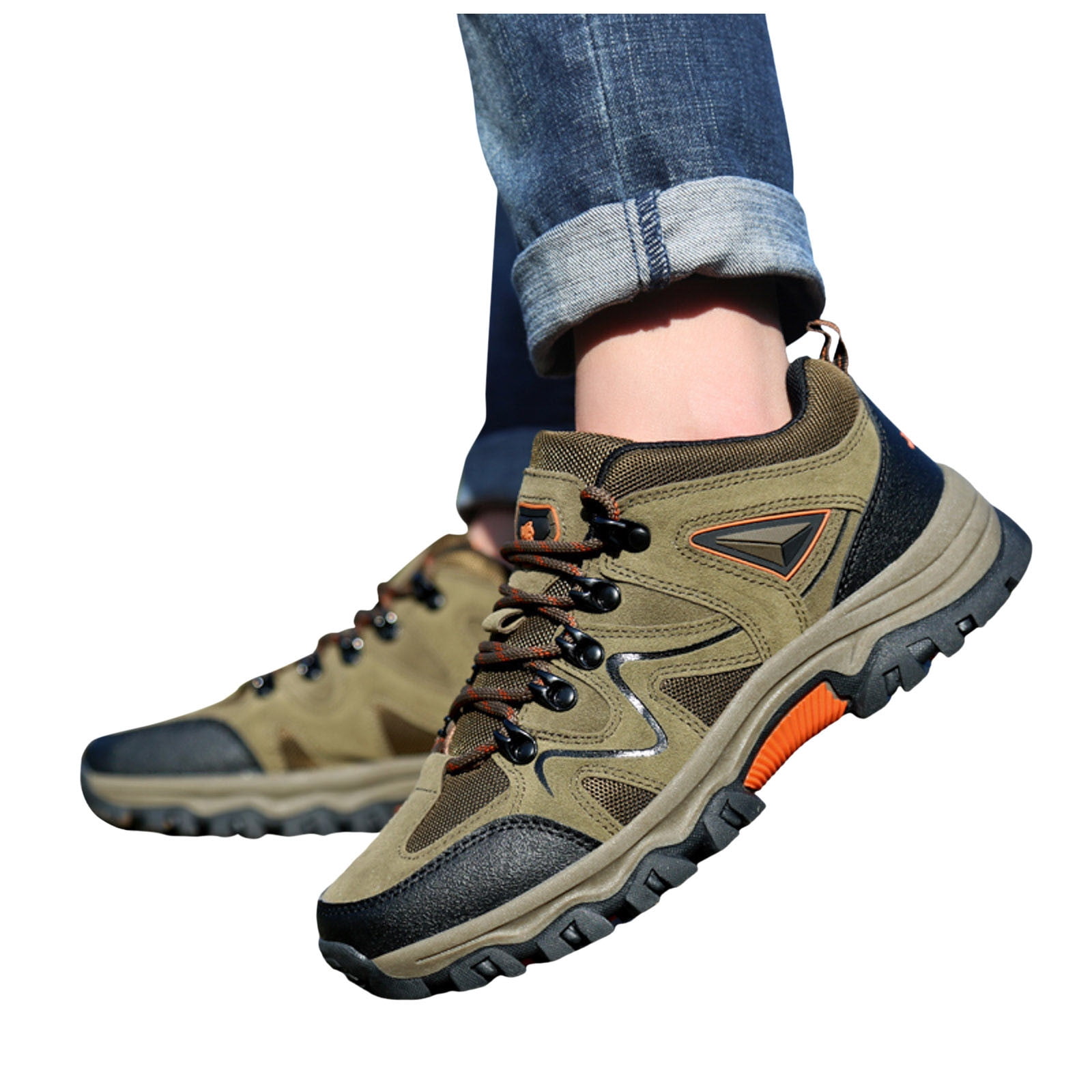 kamemir Men's Low Top Waterproof Hiking Shoes Trekking Trails Outdoor Work Shoes(Brown,10.5)