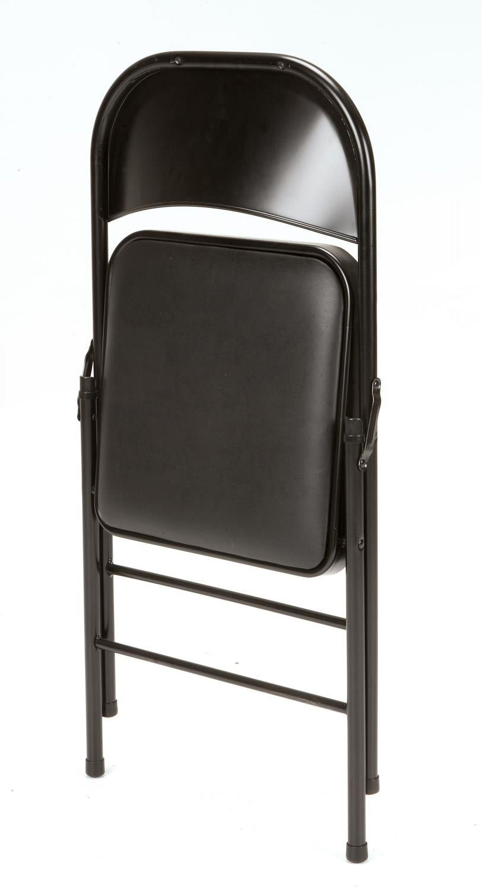 Mainstays Deluxe Vinyl Padded Seat and Metal Back Folding Chair, Black