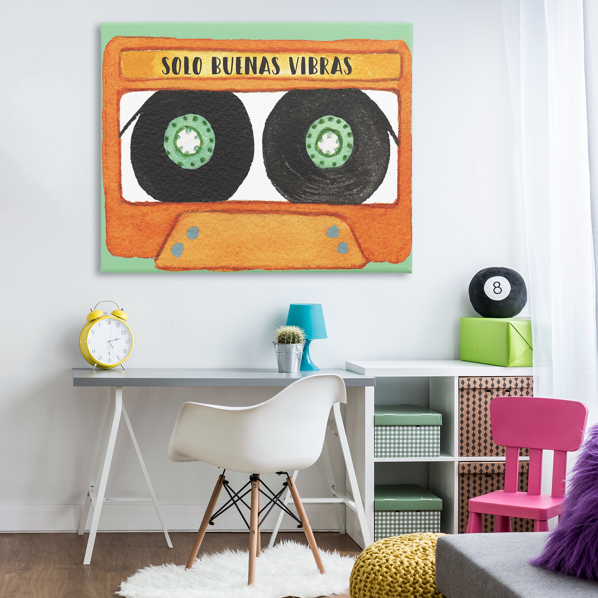 Stupell Industries Solo Buenas Vibras Casete Music Painting Wrapped Canvas Art Print Wall Art, 48 x 36