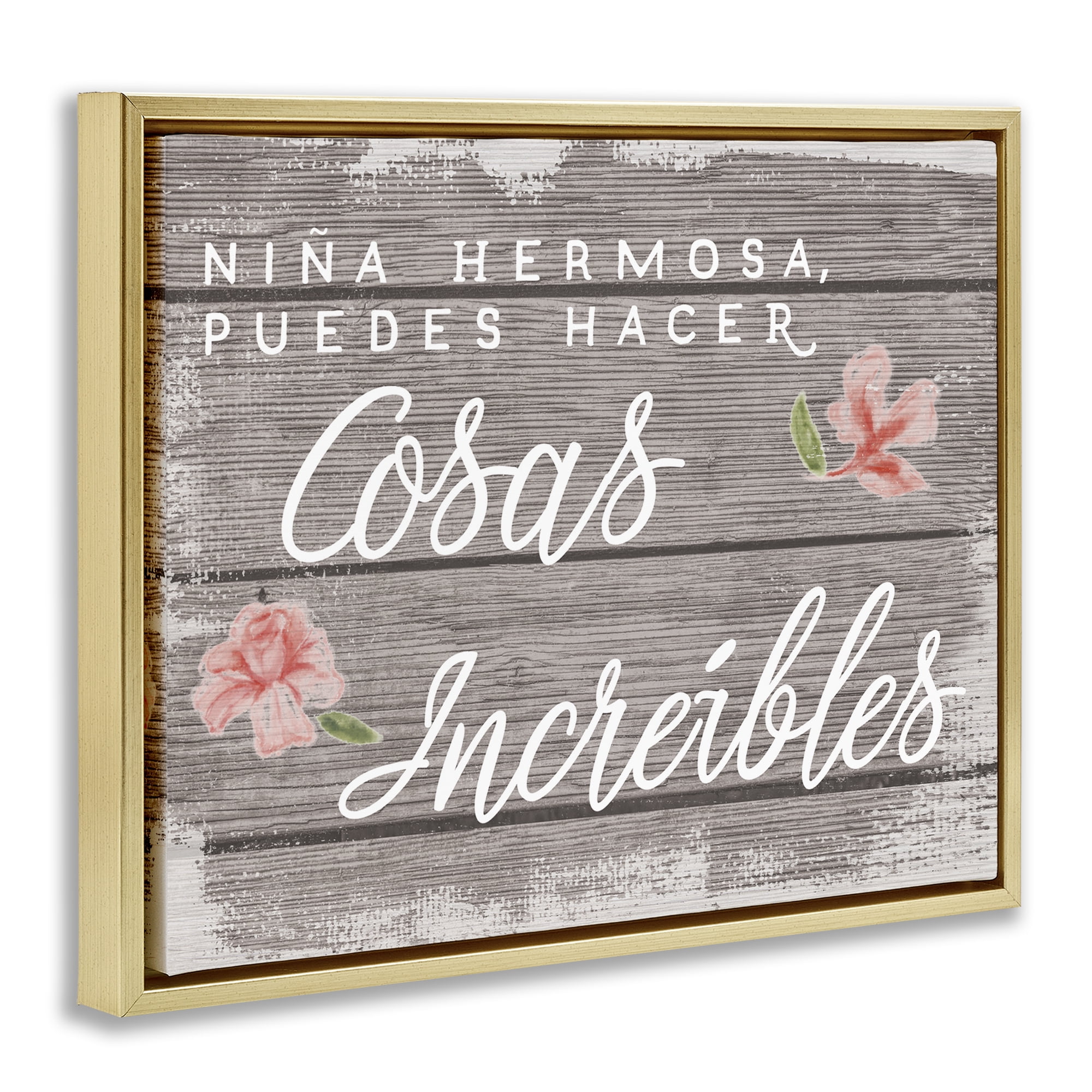 Stupell Industries Niña Hacer Cosas Increíbles Inspirational Quotes & Sayings Painting Gold Floater Framed Art Print Wall Art, 21 x 17