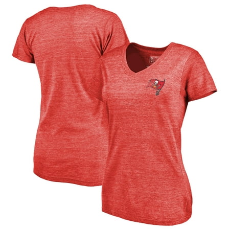 Tampa Bay Buccaneers NFL Pro Line by Fanatics Branded Women's Primary Logo Left Chest Distressed Tri-Blend V-Neck T-Shirt - Heathered
