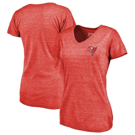 Tampa Bay Buccaneers Wall - Tampa Bay Buccaneers NFL Pro Line by Fanatics Branded Women's Primary Logo Left Chest Distressed Tri-Blend V-Neck T-Shirt - Heathered Red