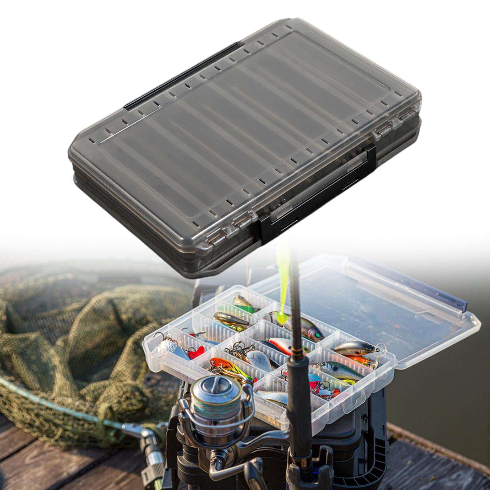 Wswqop Double Layered Fishing Tackle Box Organizer Professional Sturdy Lightweight Gift XL