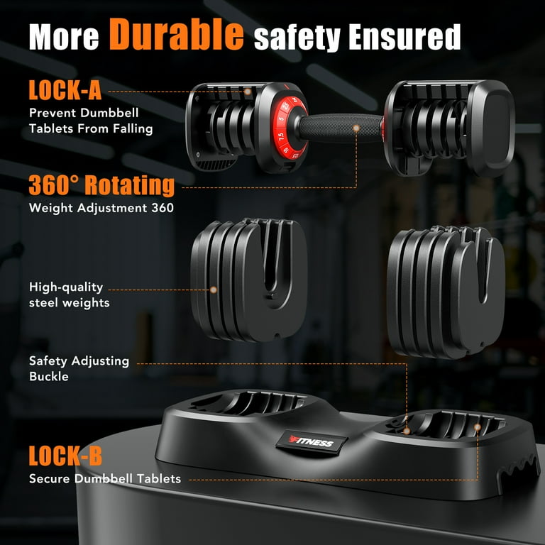 GIKPAL 50LB(25lbs*2) Adjustable Dumbbells Set,10 in 1 Quick-Select