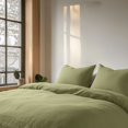 thumbnail image 1 of Olive Green Washed Linen Duvet Cover Set - Single, Twin, Twin XL, Full/Double,, 1 of 6