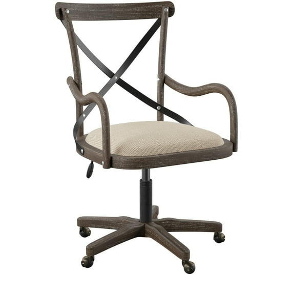 Linon Carson Wood and Metal High Back Indoor Executive Chair, Graywash