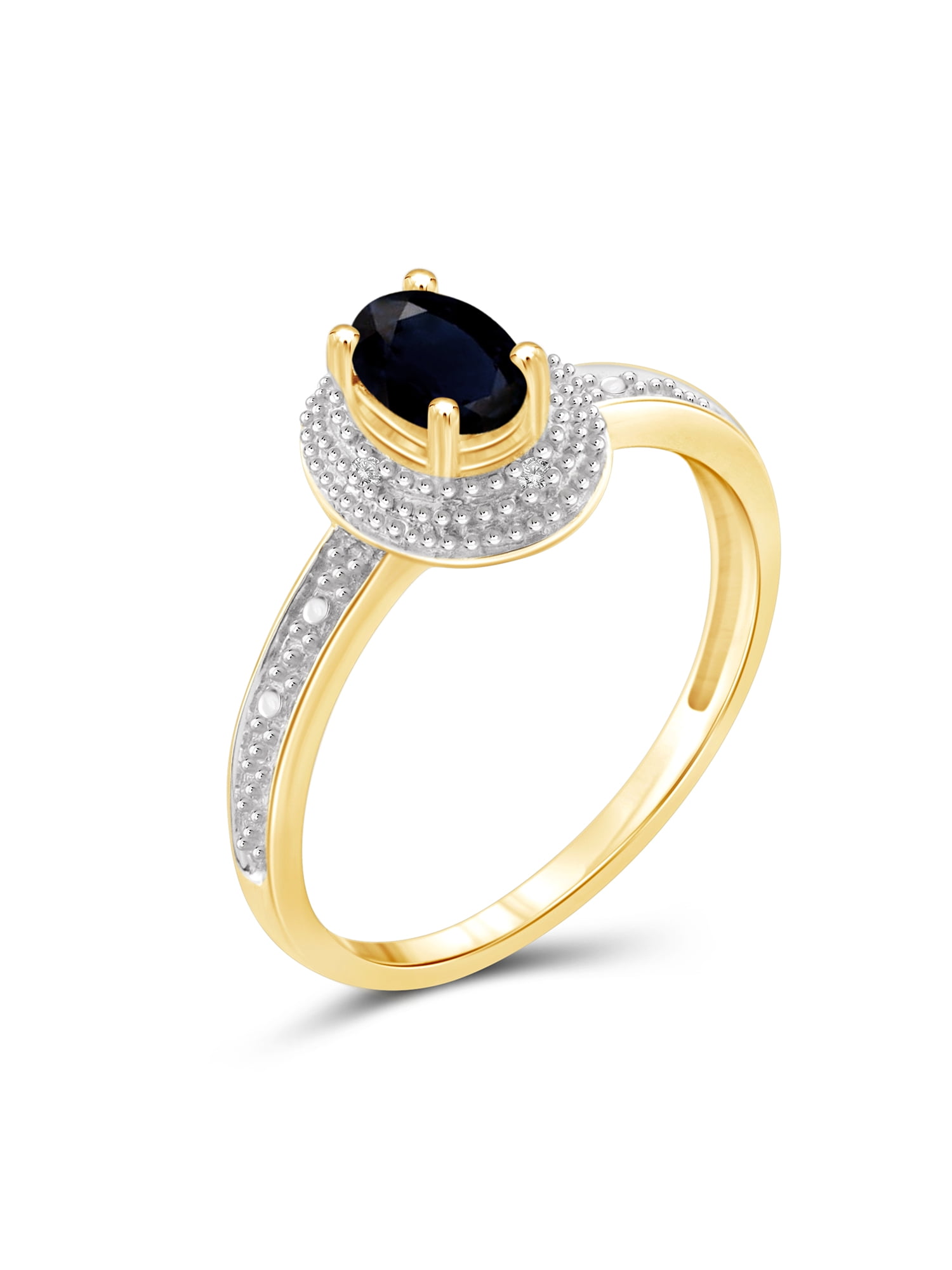JewelersClub Sapphire Ring Birthstone Jewelry – 0.50 Carat Sapphire 14K Gold Plated Silver Ring Jewelry with White Diamond Accent – Gemstone Rings with Hypoallergenic 14K Gold Plated Silver Band