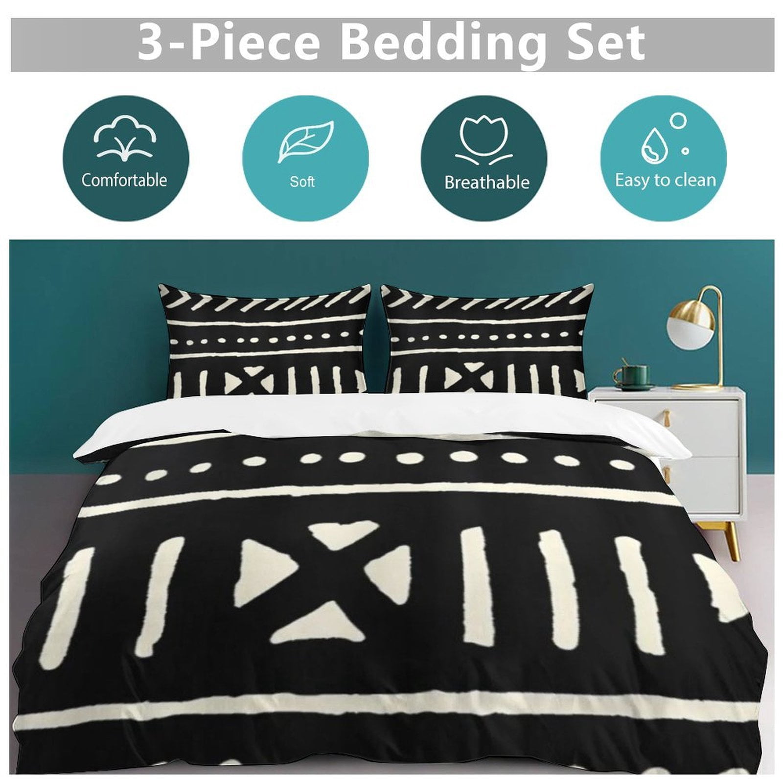 African Mud Cloth Black And White Bedding Set Duvet Cover Couple Bedclothes Pillowcase Customized Home Textiles Bed Set for Queen Size