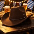thumbnail image 4 of Wool Blend Western Cowboy Hat for Men Classic Fedora Hat Felt Hats with One Decorative Bands, 4 of 5