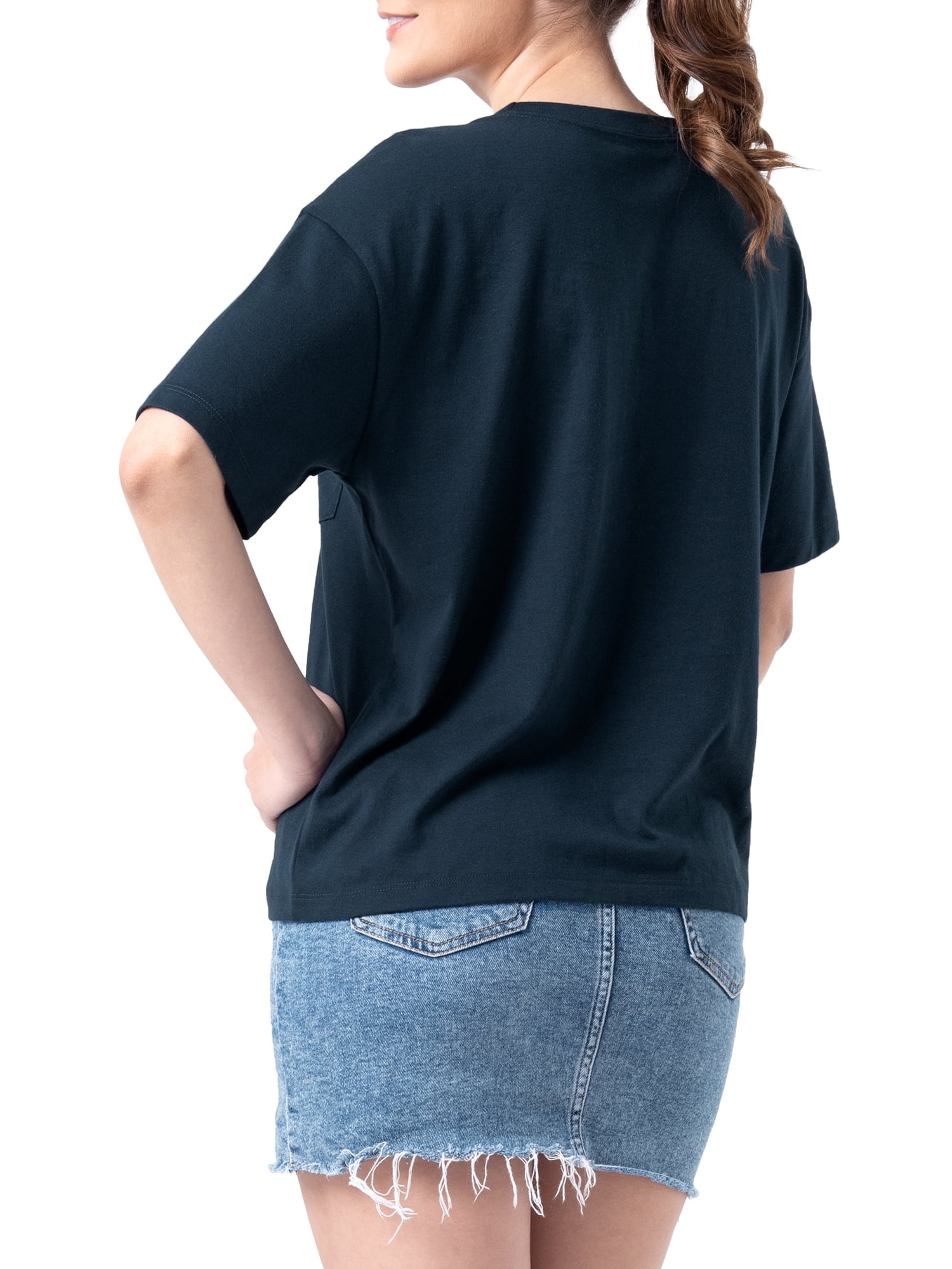Time and Tru Women's Pima Cotton Boyfriend T-shirt, Solid