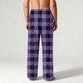 thumbnail image 3 of Fabrcox Plaid Flannel Pajama Pants for Men M-Xxl Xxxl Wide Leg Pj Bottoms with Pockets Winter Warm Casual Drawstring Sleepwear Pants Purple L, 3 of 6
