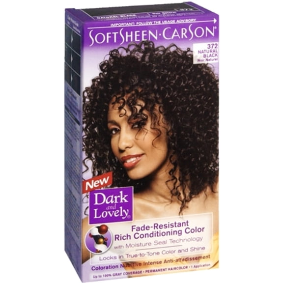 Dark and Lovely Permanent Hair Color 372 Natural Black 1 Each (Pack of 6)