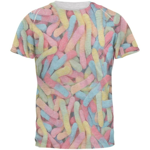 Halloween Sour Gummy Worms Mens T Shirt Heather White 2XL