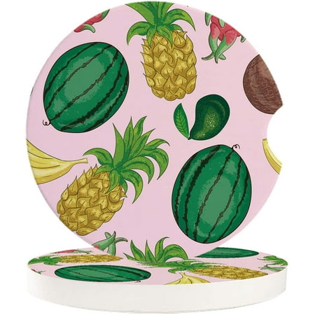 

ZHANZZK Tropical Fresh Fruit Pink Set of 6 Car Coaster for Drinks Absorbent Ceramic Stone Coasters Cup Mat with Cork Base for Home Kitchen Room Coffee Table Bar Decor