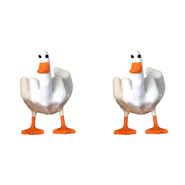 Escultura Pato Pequeño Con Dedo Artesanía Resina Regalo Escritorio Creativo (blanco)