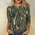 thumbnail image 2 of IROINNID Polyester Long Sleeve T Shirt for Women Comfy Printed T-shirt Blouse Round Neck Tops,Olive Green, 2 of 5