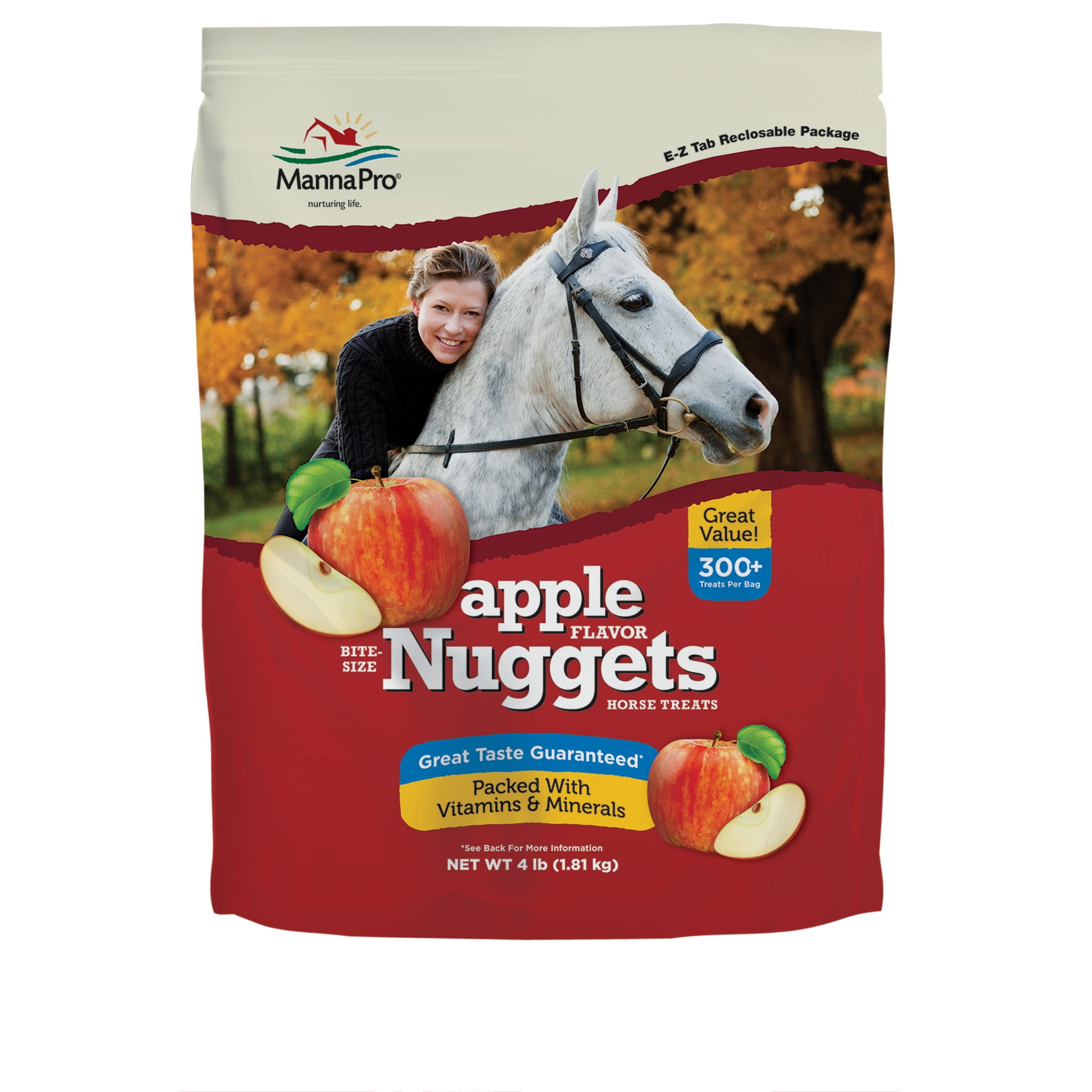 (2 pack) Manna Pro Bite-Size Nuggets Horse Treats, Apple, 4 lbs.
